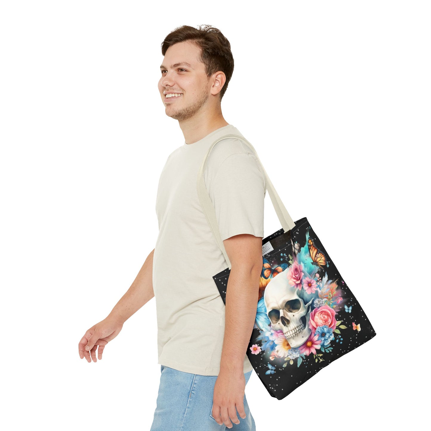 Watercolor Skull and Butterflies - Tote Bag (AOP)