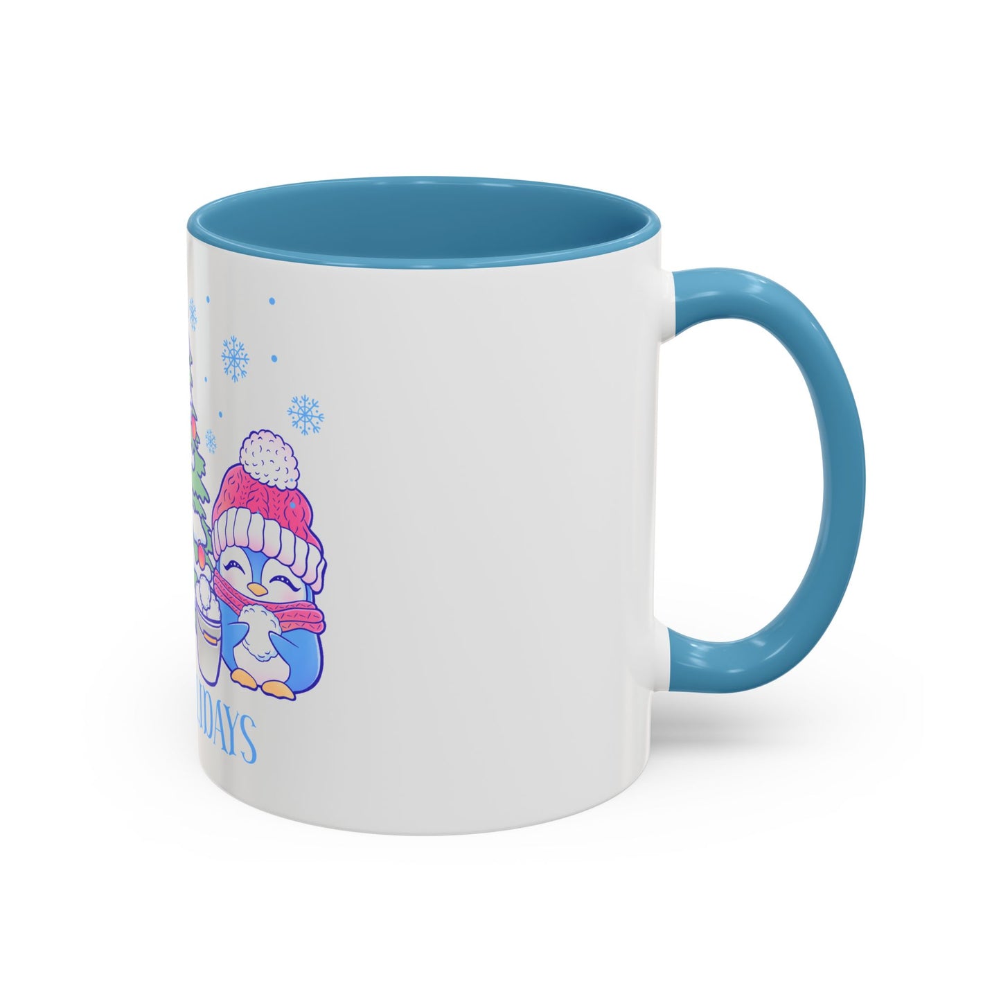 Happy Holidays (snowman and penguin) - Accent Coffee Mug (11, 15oz)