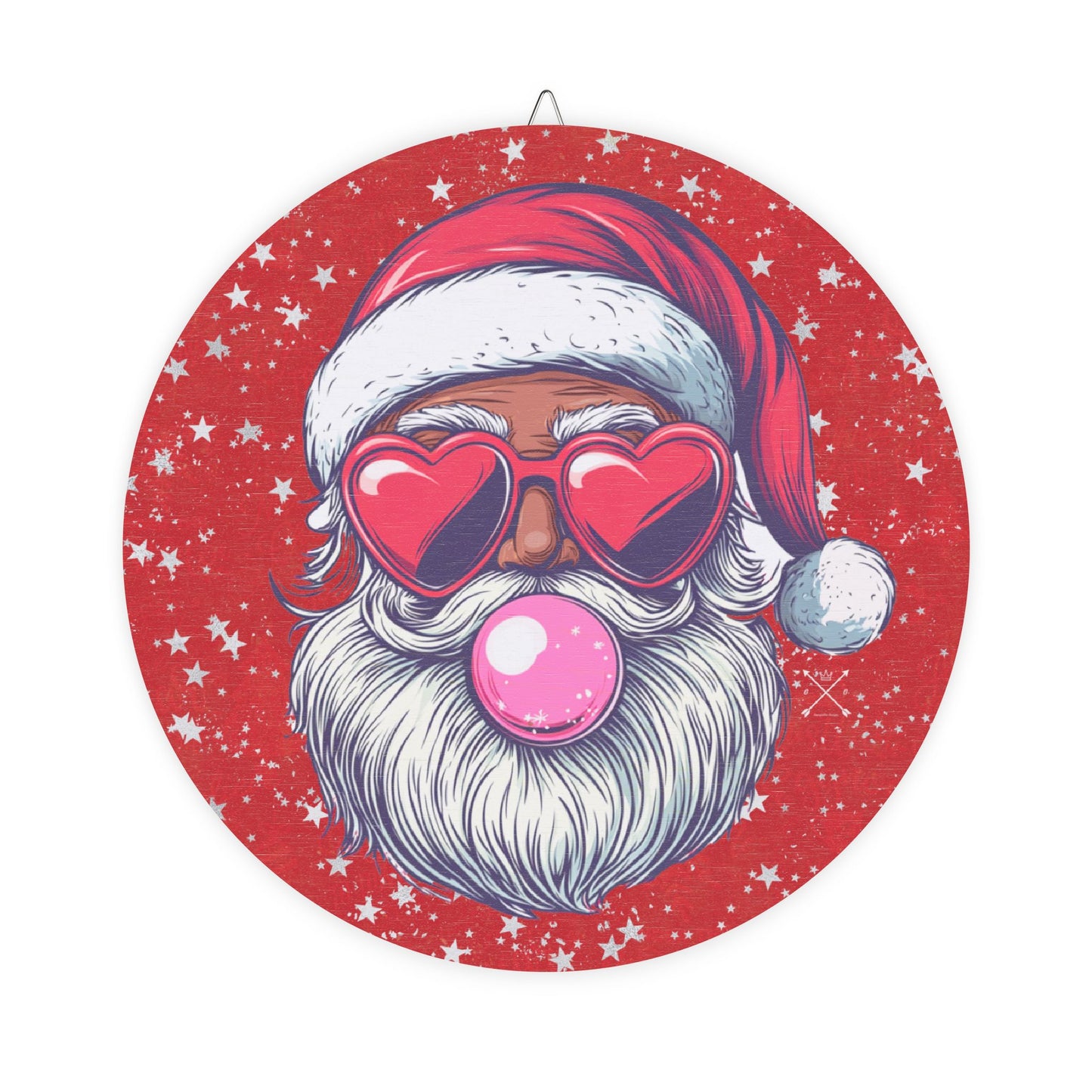 Christmas Wood Sign - Retro Black Bubblegum Santa