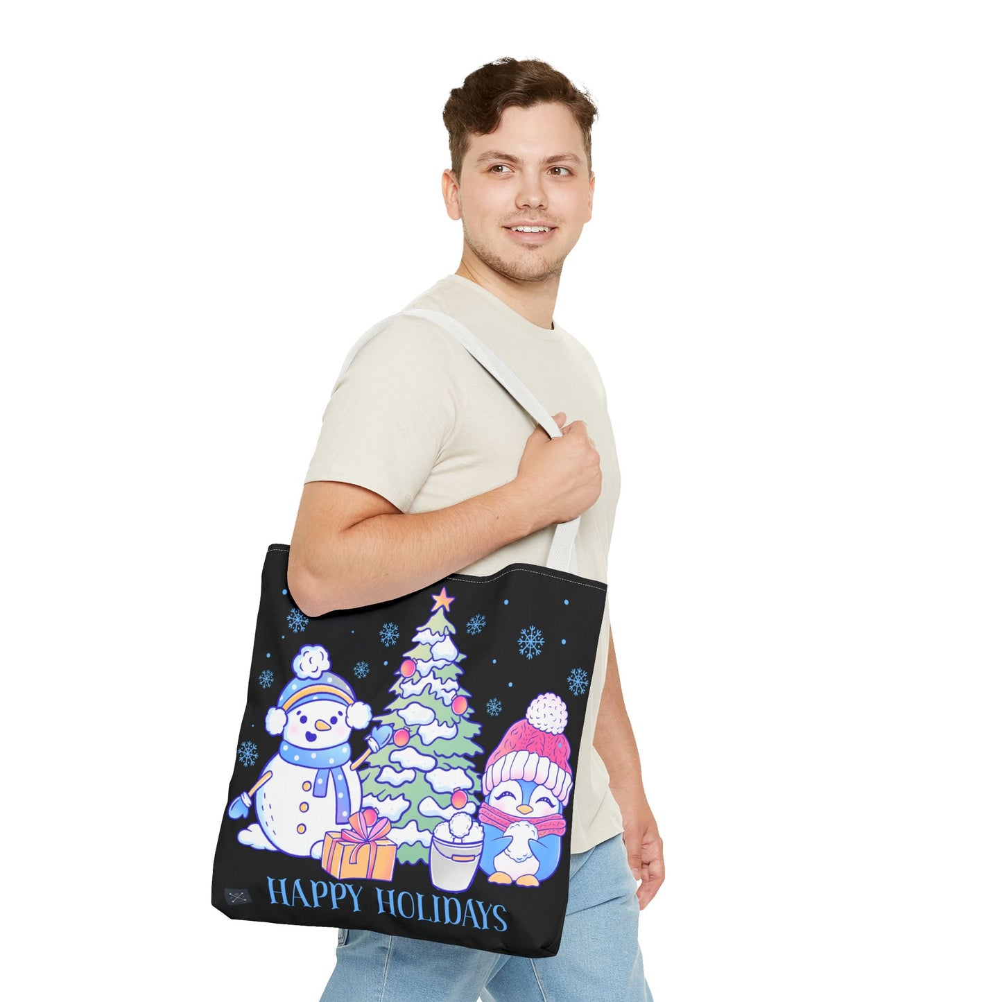 Happy Holidays Christmas Buddies - (black) Tote Bag