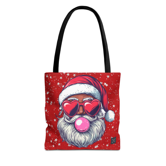 Retro Bubblegum Black Santa - Tote Bag (AOP)