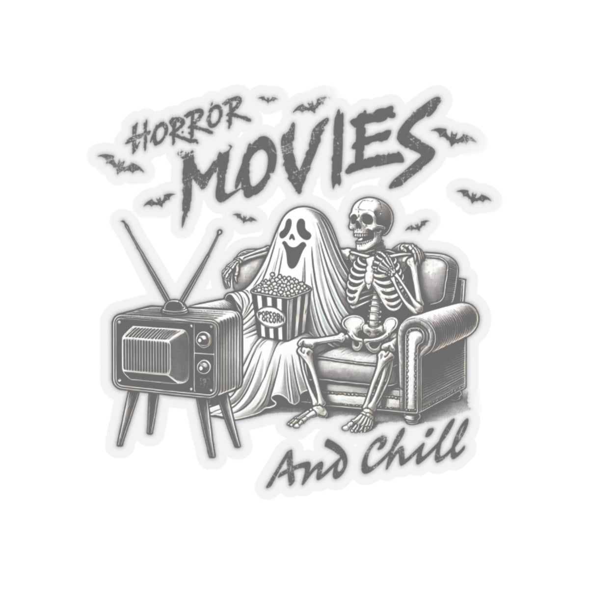 Horror Movies and Chill - Kiss-Cut Stickers