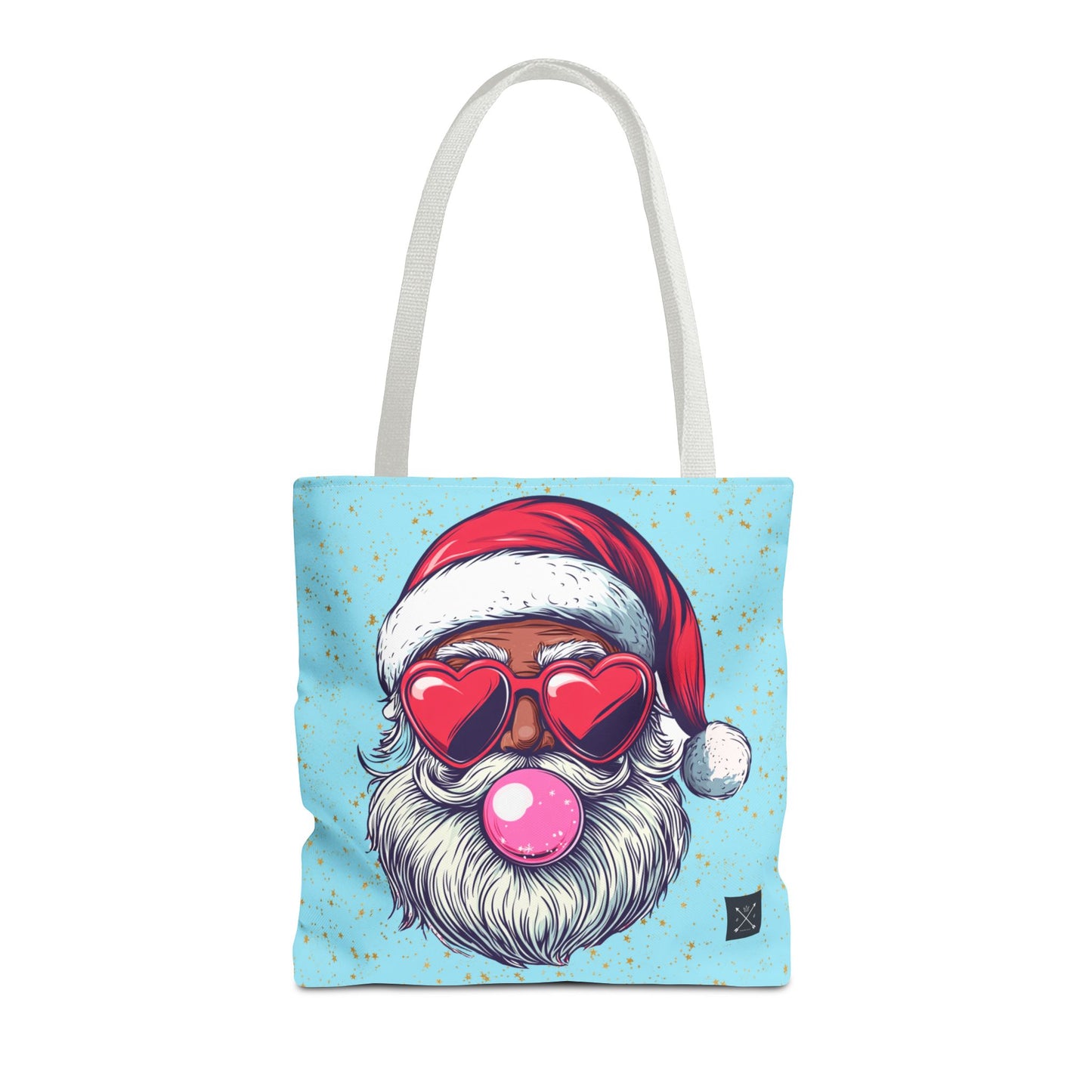 Retro Bubblegum Black Santa (light blue) - Tote Bag (AOP)