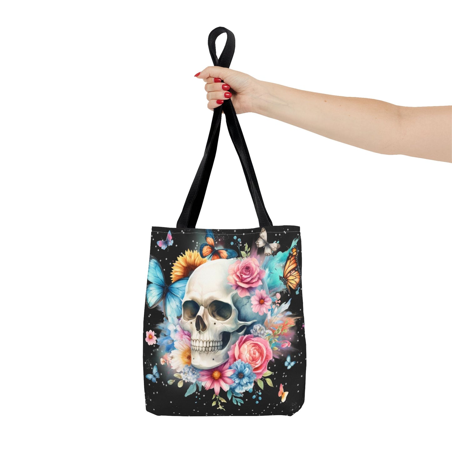 Watercolor Skull and Butterflies - Tote Bag (AOP)