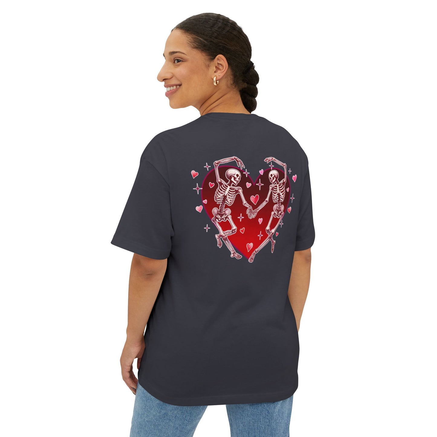 Skeleton Heart Lovers - Unisex Oversized Boxy T-shirt