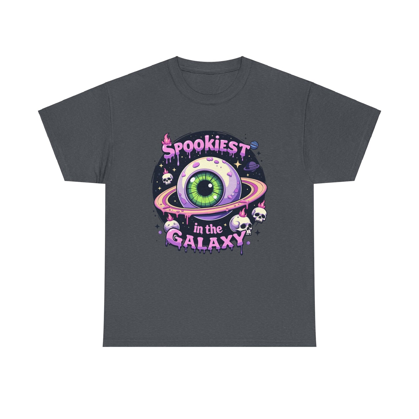 Spookiest in the Galaxy, Eyeball Planet and Skulls Design - Unisex T-shirt