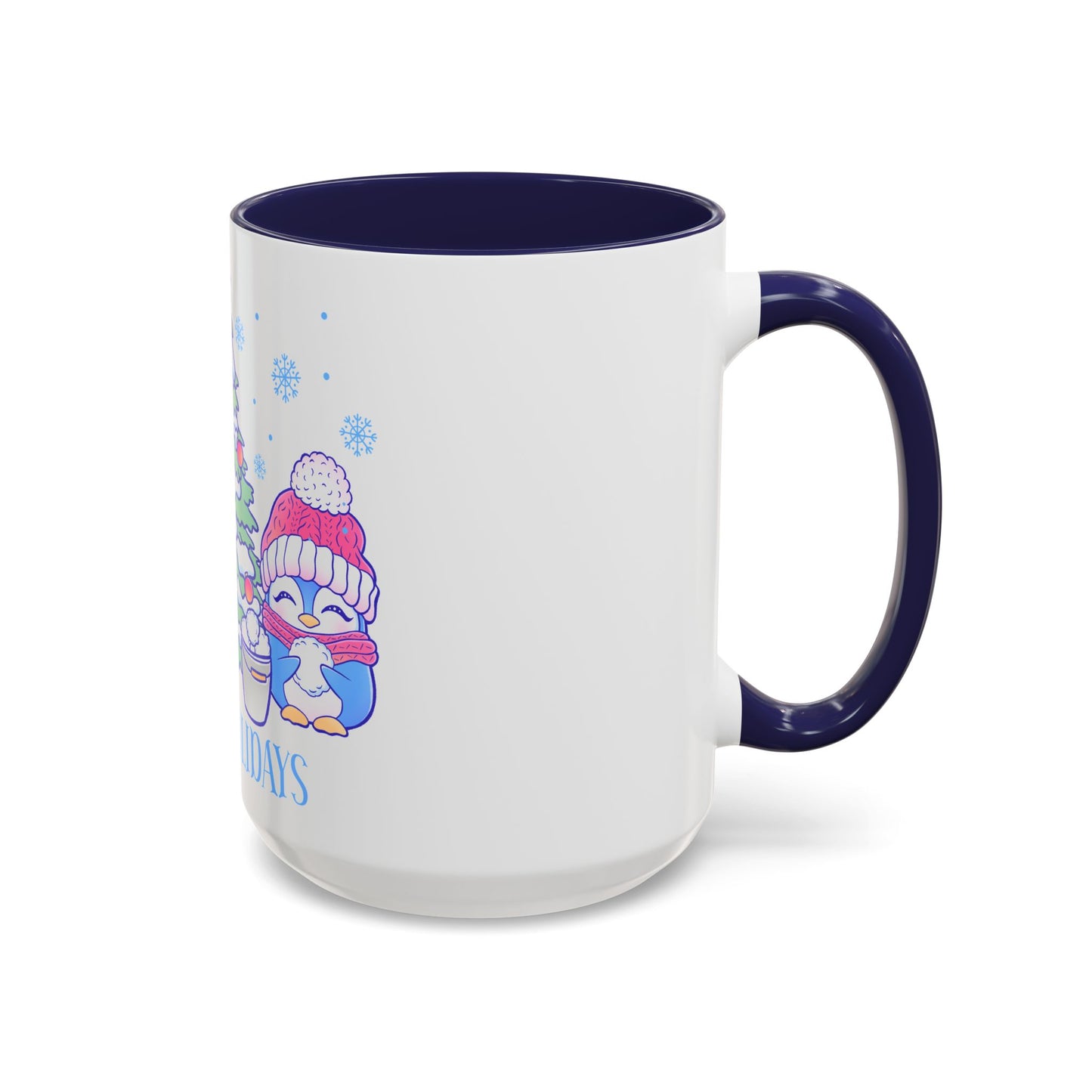 Happy Holidays (snowman and penguin) - Accent Coffee Mug (11, 15oz)