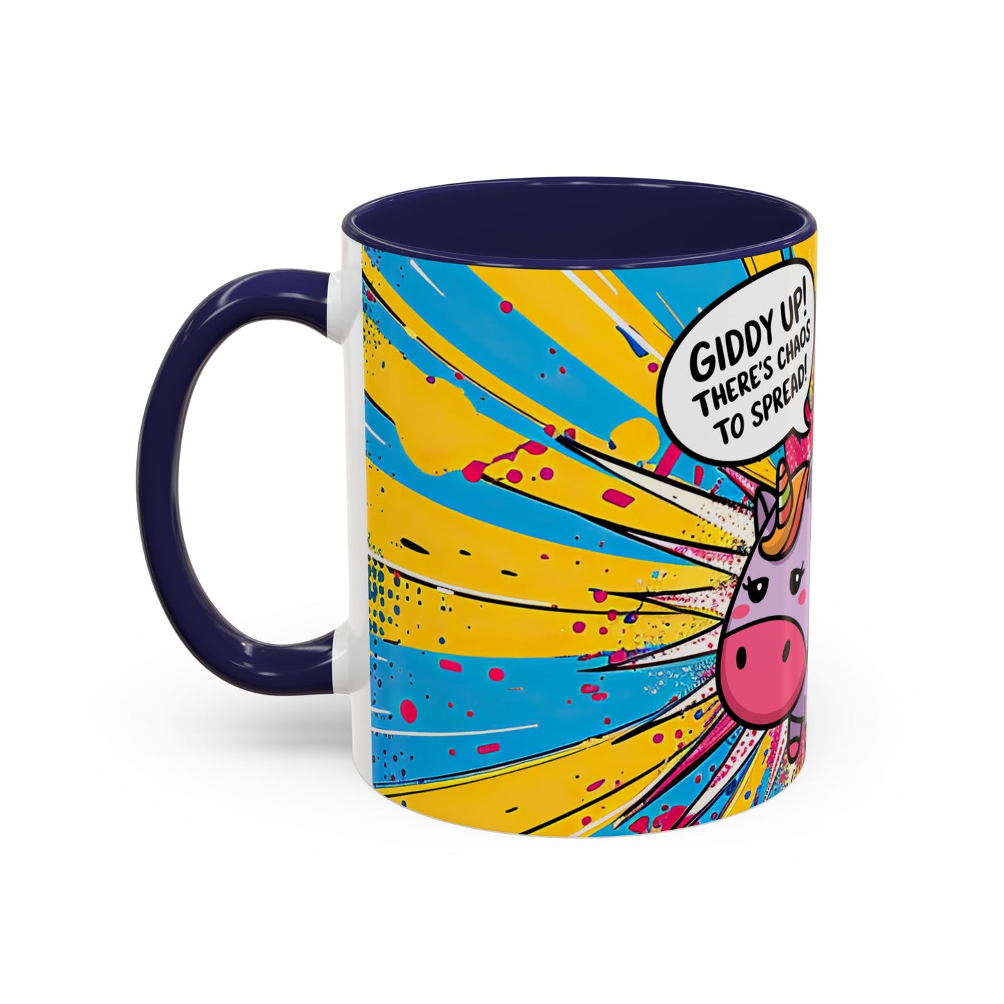 Giddy Up There's Chaos To Spread, Unicorn Cat Design - (11oz or 15oz) Coffee Mug