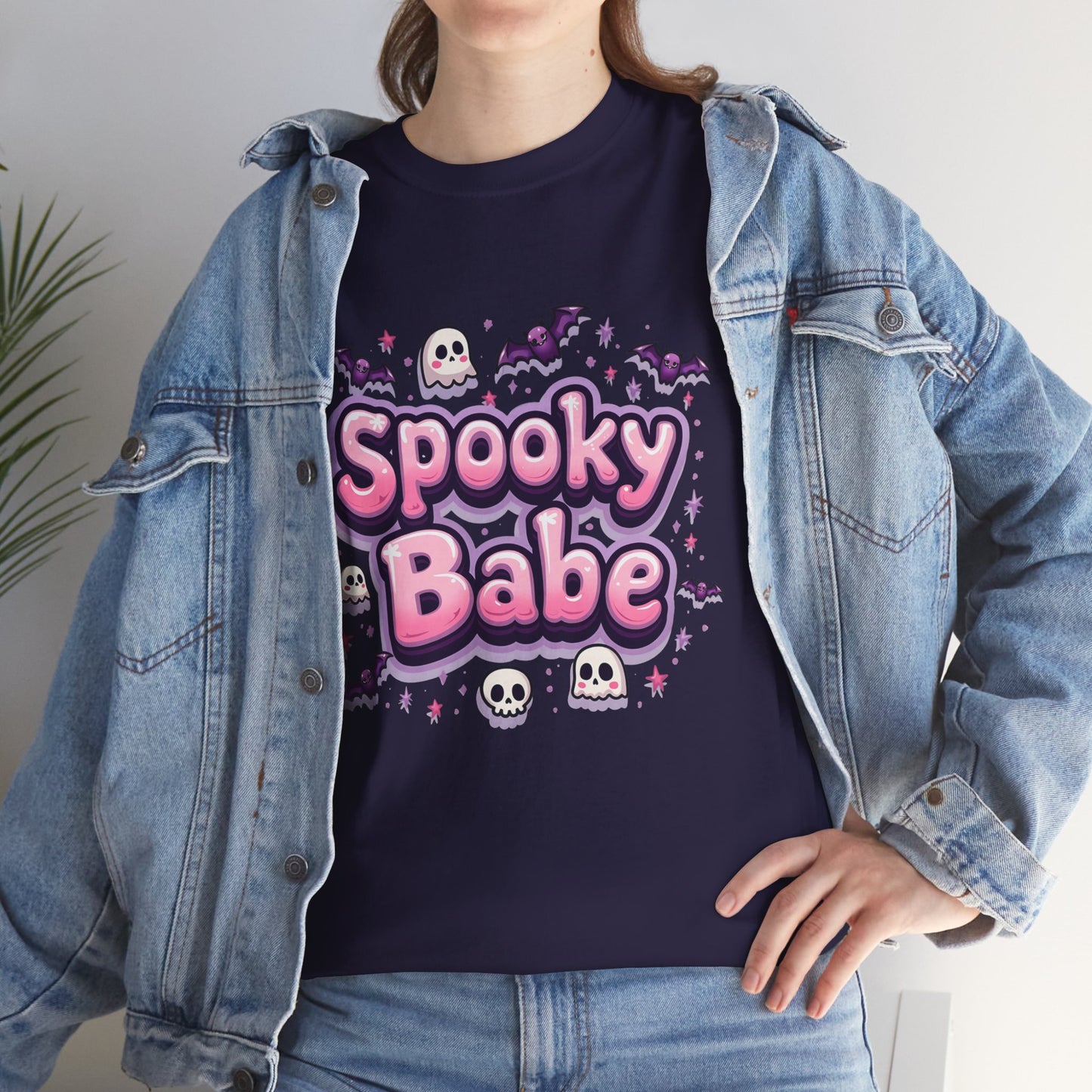 Spooky Babe Bats and Ghosts Design - Unisex Heavy Cotton Tee