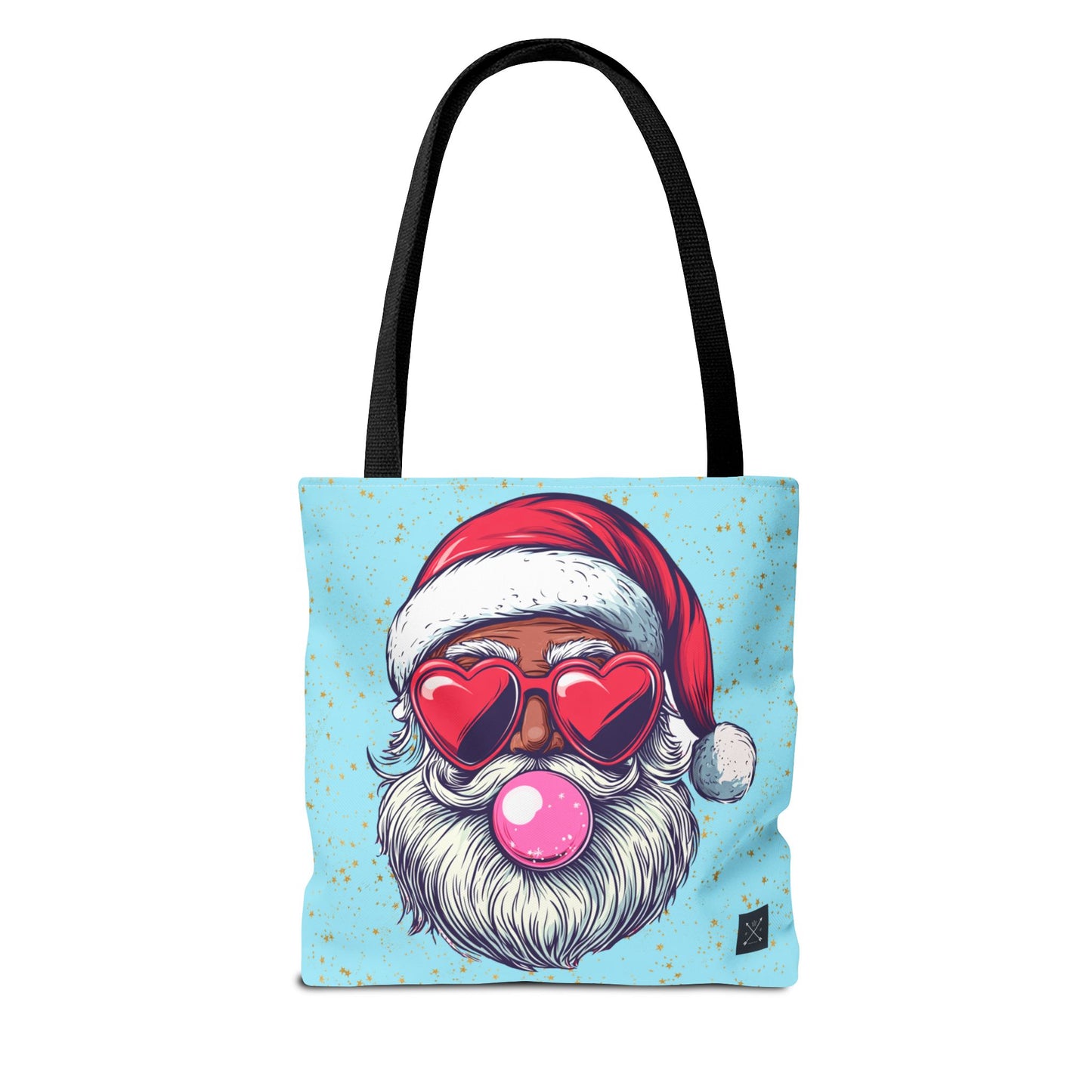 Retro Bubblegum Black Santa (light blue) - Tote Bag (AOP)