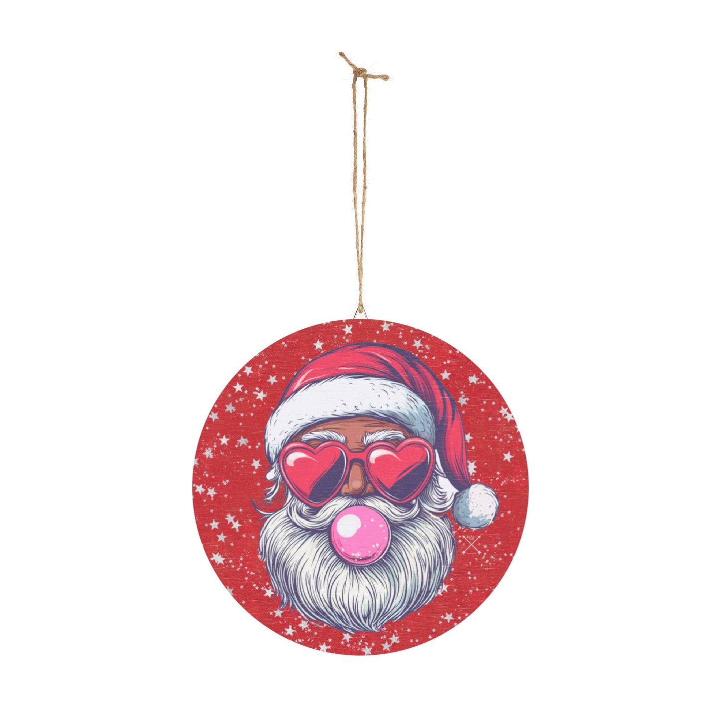 Christmas Wood Sign - Retro Black Bubblegum Santa