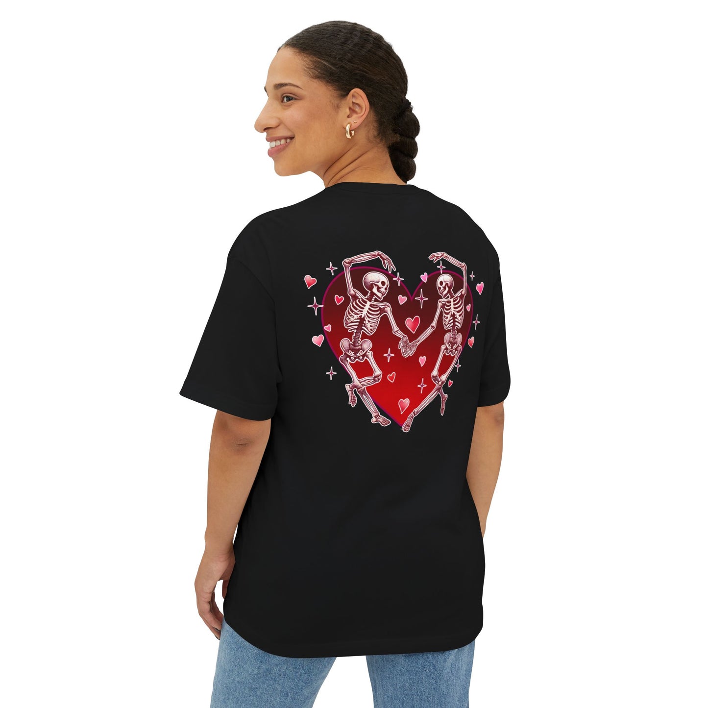 Skeleton Heart Lovers - Unisex Oversized Boxy T-shirt