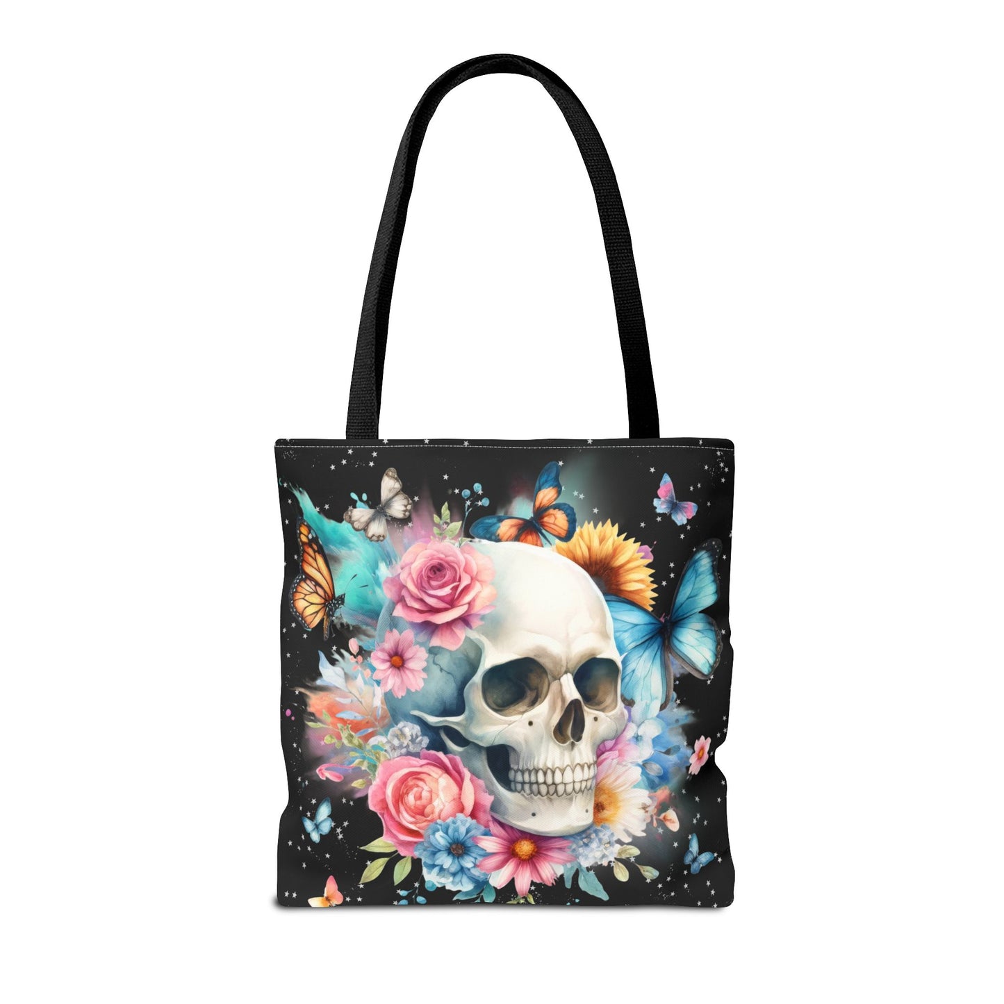 Watercolor Skull and Butterflies - Tote Bag (AOP)