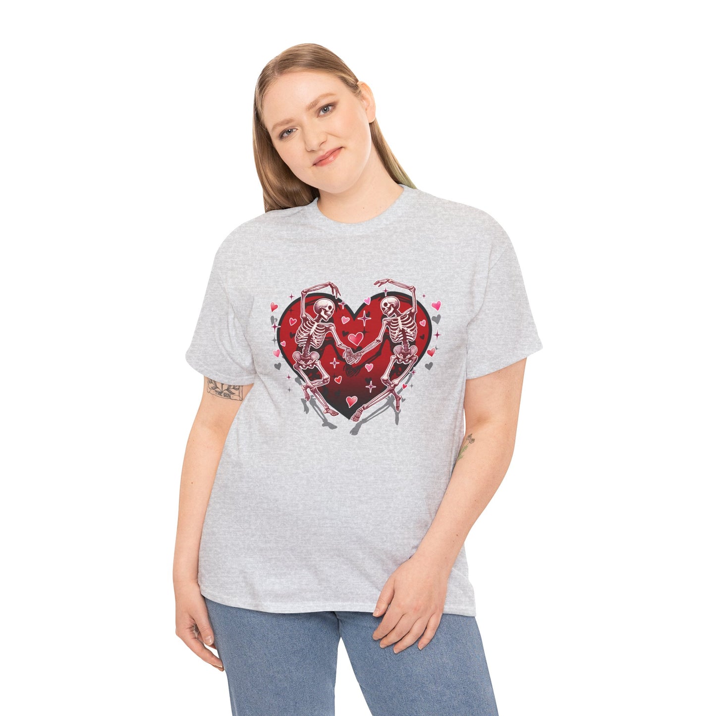 Skeleton Lovers Heart Graphic - Unisex Heavy Cotton T-shirt