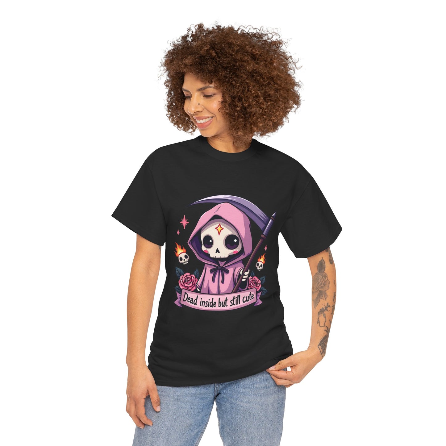 Dead Inside But Still Cute, Little Grim Design - Unisex Heavy Cotton Tee