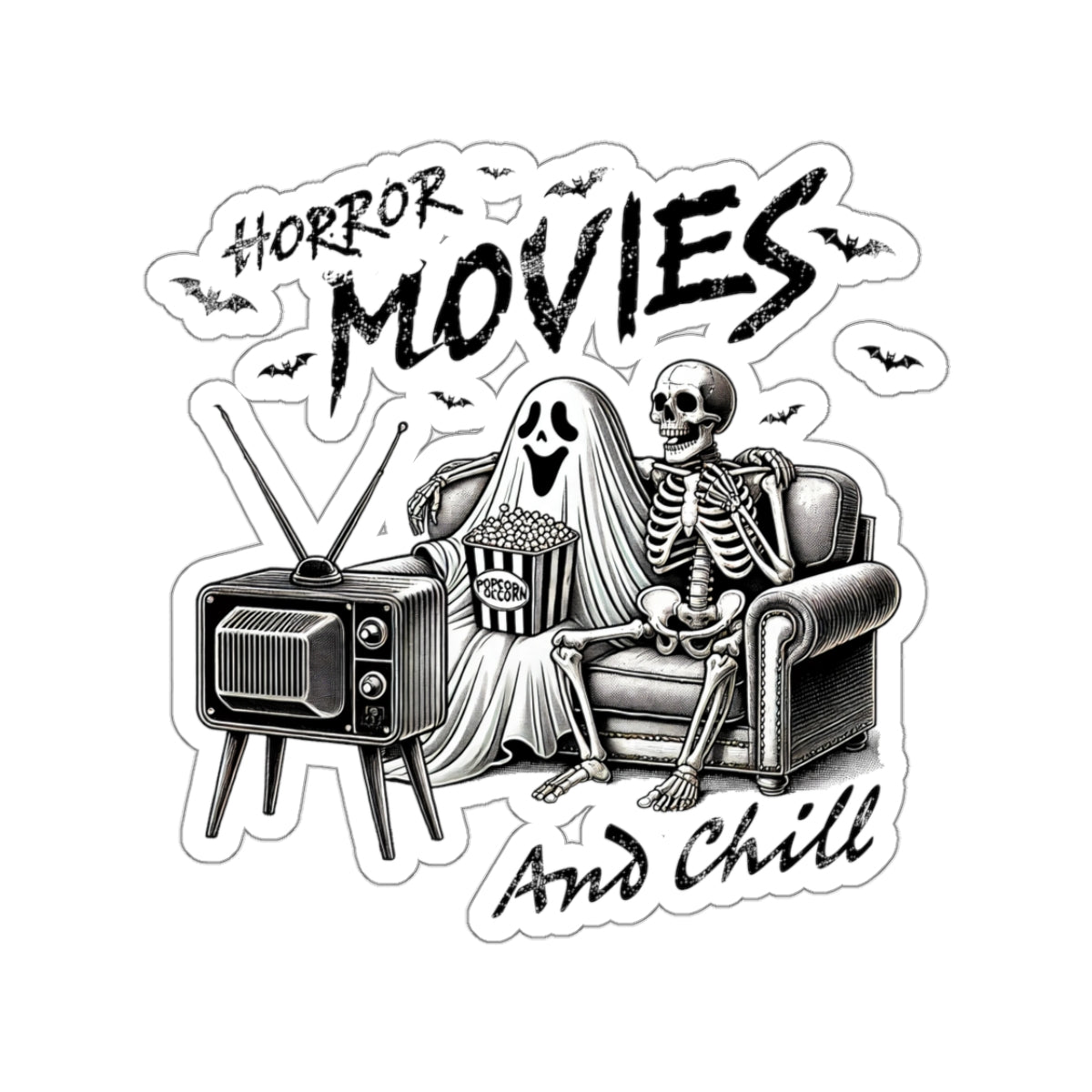 Horror Movies and Chill - Kiss-Cut Stickers