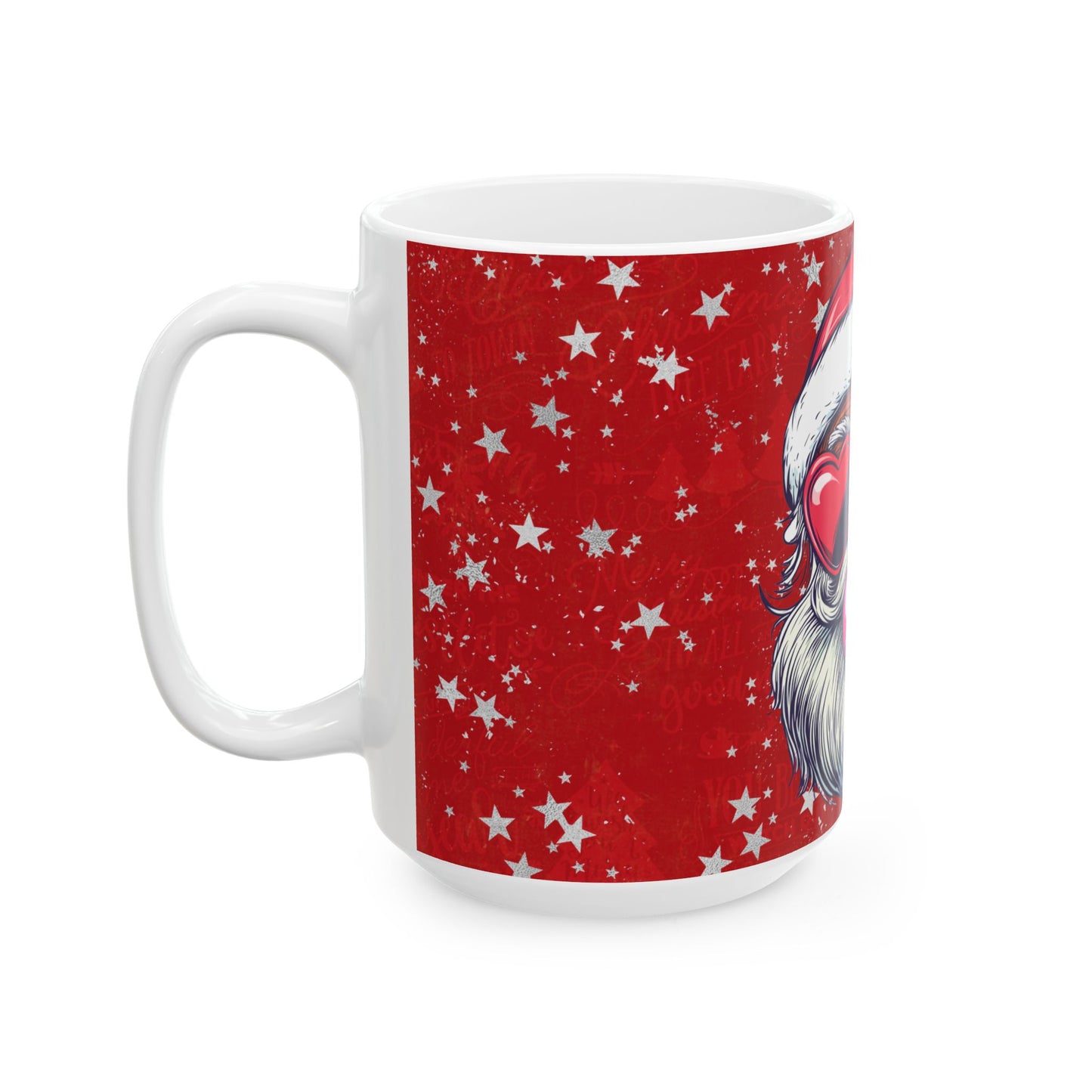 Retro Bubblegum Santa (black) - Ceramic Mug, (11oz, 15oz)