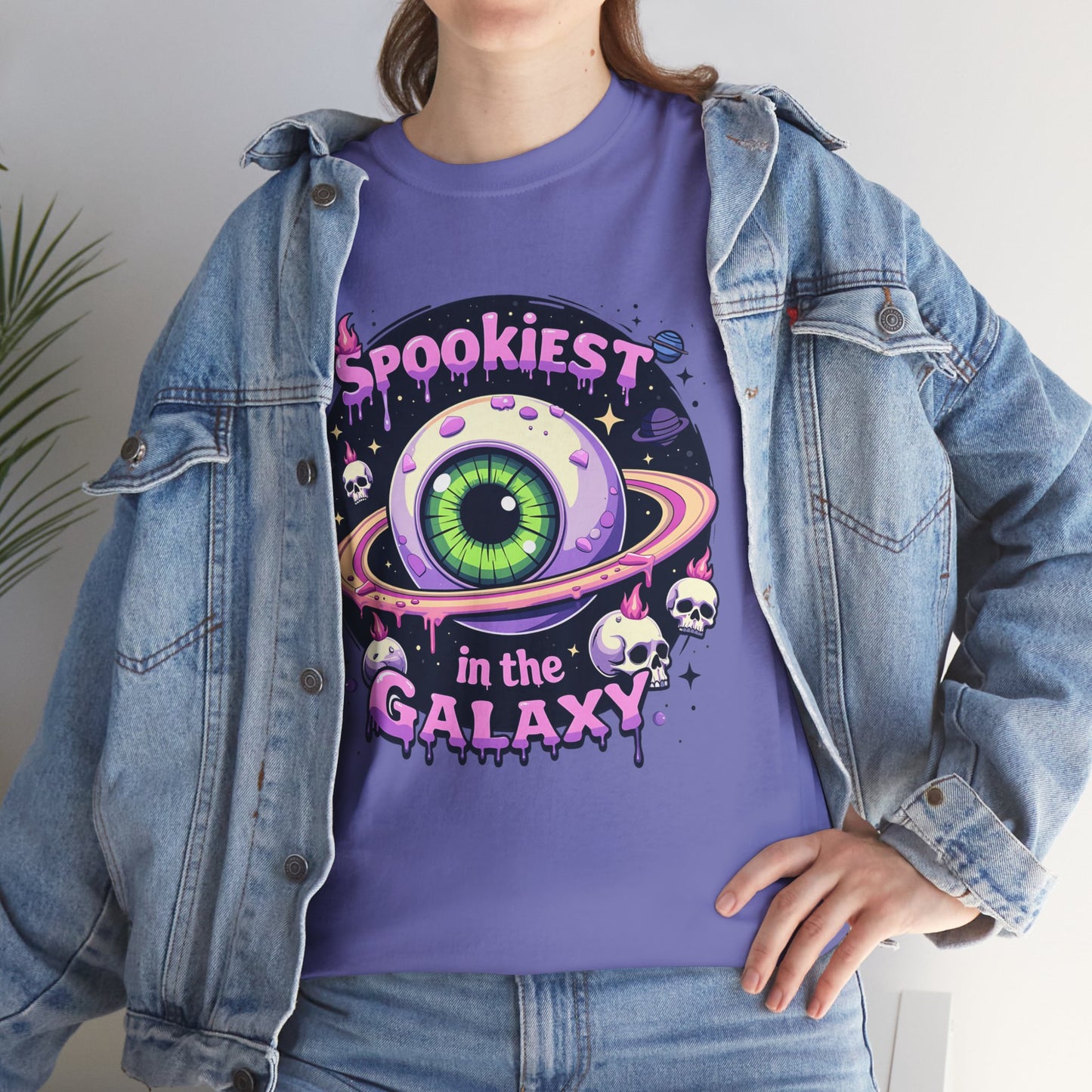 Spookiest in the Galaxy, Eyeball Planet and Skulls Design - Unisex T-shirt