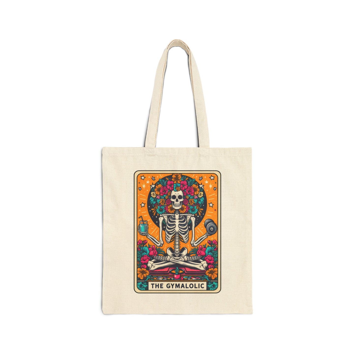 Gymaholic Skeleton Tarot Card - Cotton Canvas Tote Bag