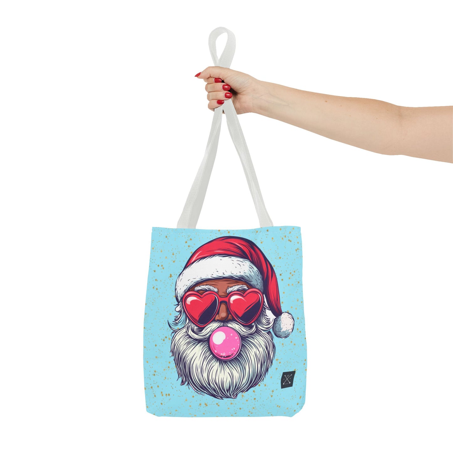 Retro Bubblegum Black Santa (light blue) - Tote Bag (AOP)