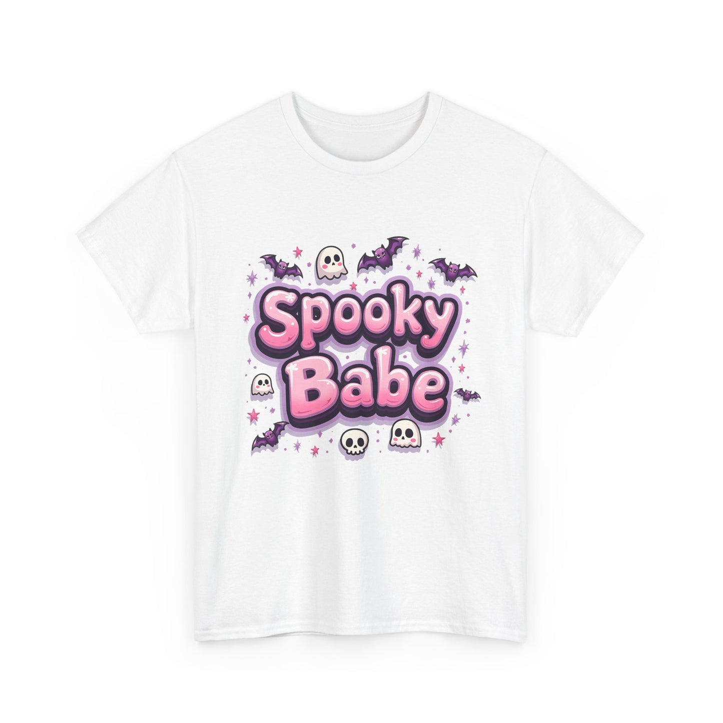 Spooky Babe Bats and Ghosts Design - Unisex Heavy Cotton Tee