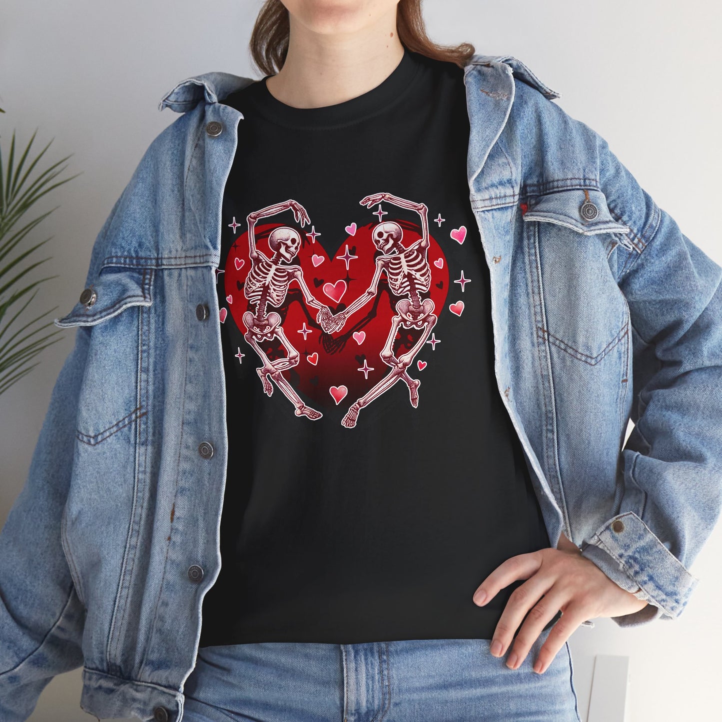 Skeleton Lovers Heart Graphic - Unisex Heavy Cotton T-shirt