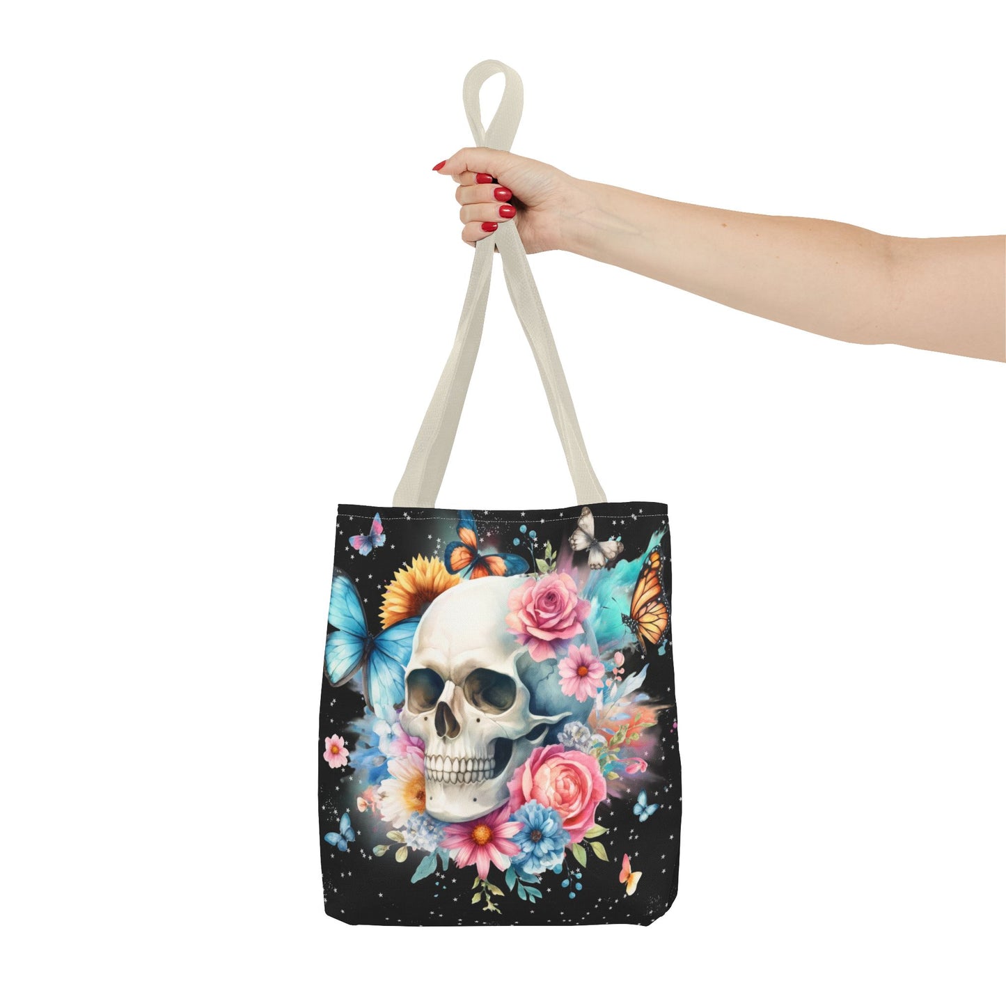 Watercolor Skull and Butterflies - Tote Bag (AOP)