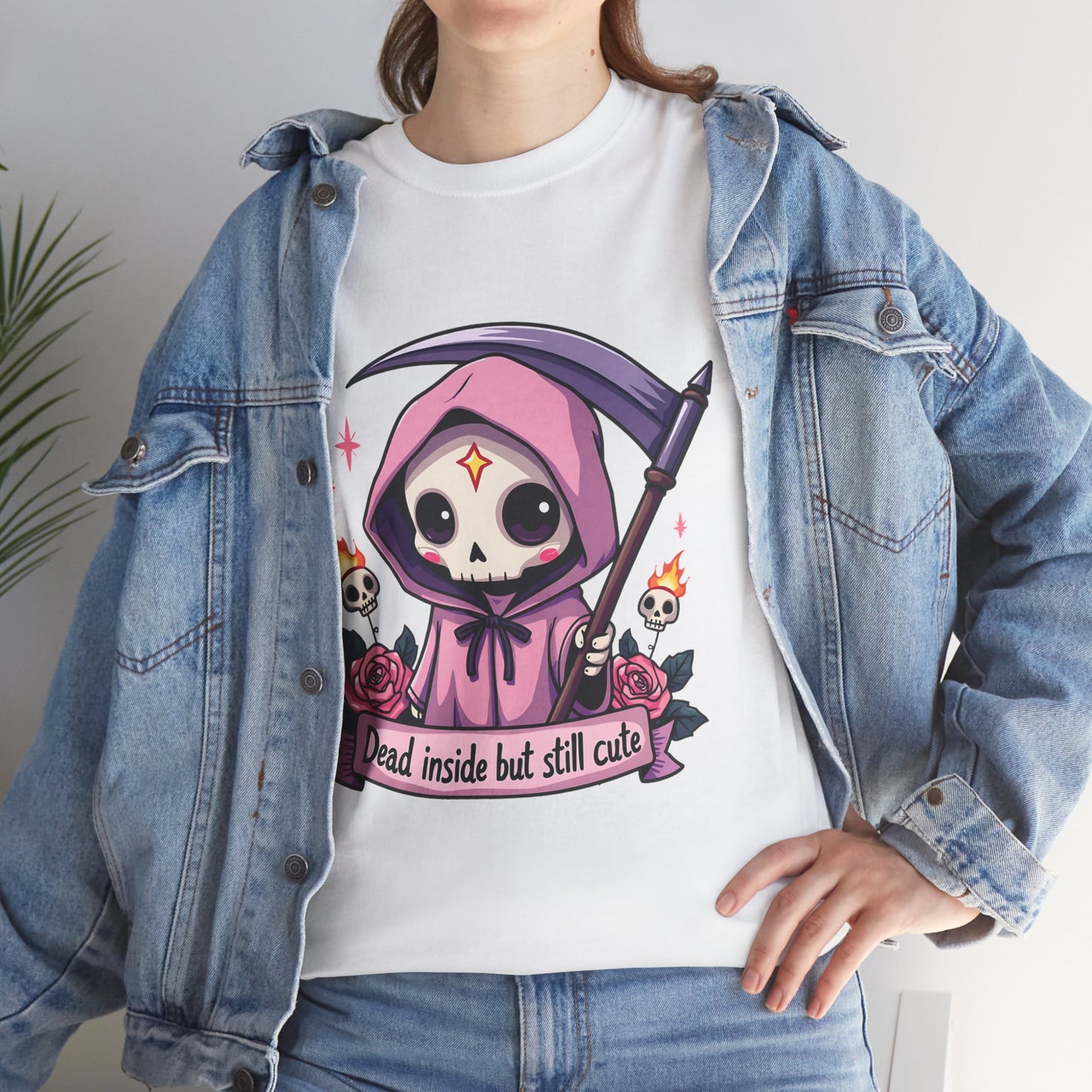 Dead Inside But Still Cute, Little Grim Design - Unisex Heavy Cotton Tee