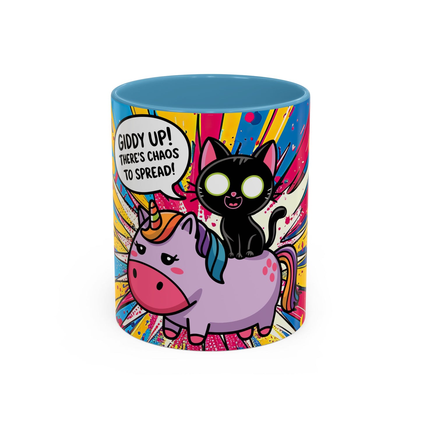 Giddy Up There's Chaos To Spread, Unicorn Cat Design - (11oz or 15oz) Coffee Mug