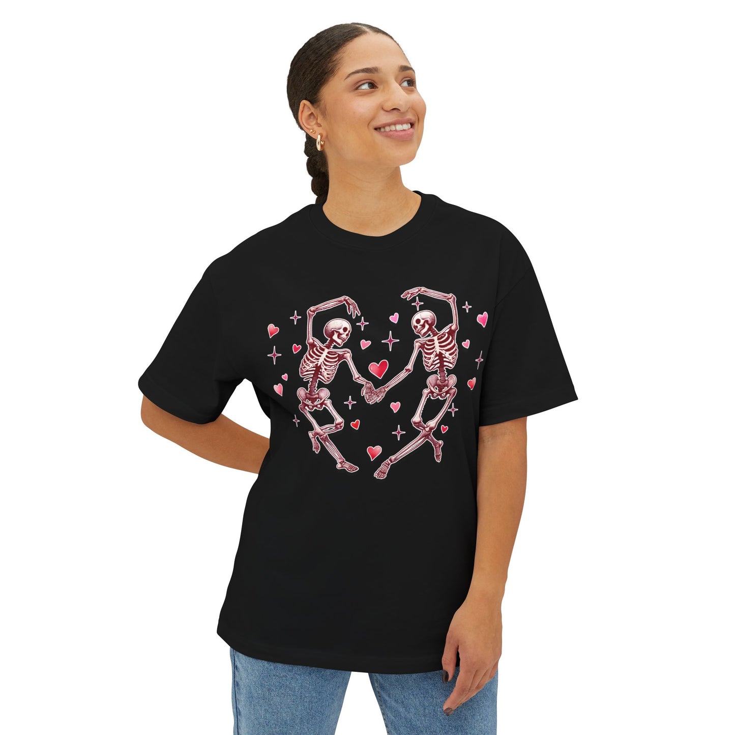 Skeleton Heart Lovers - Unisex Oversized Boxy T-shirt