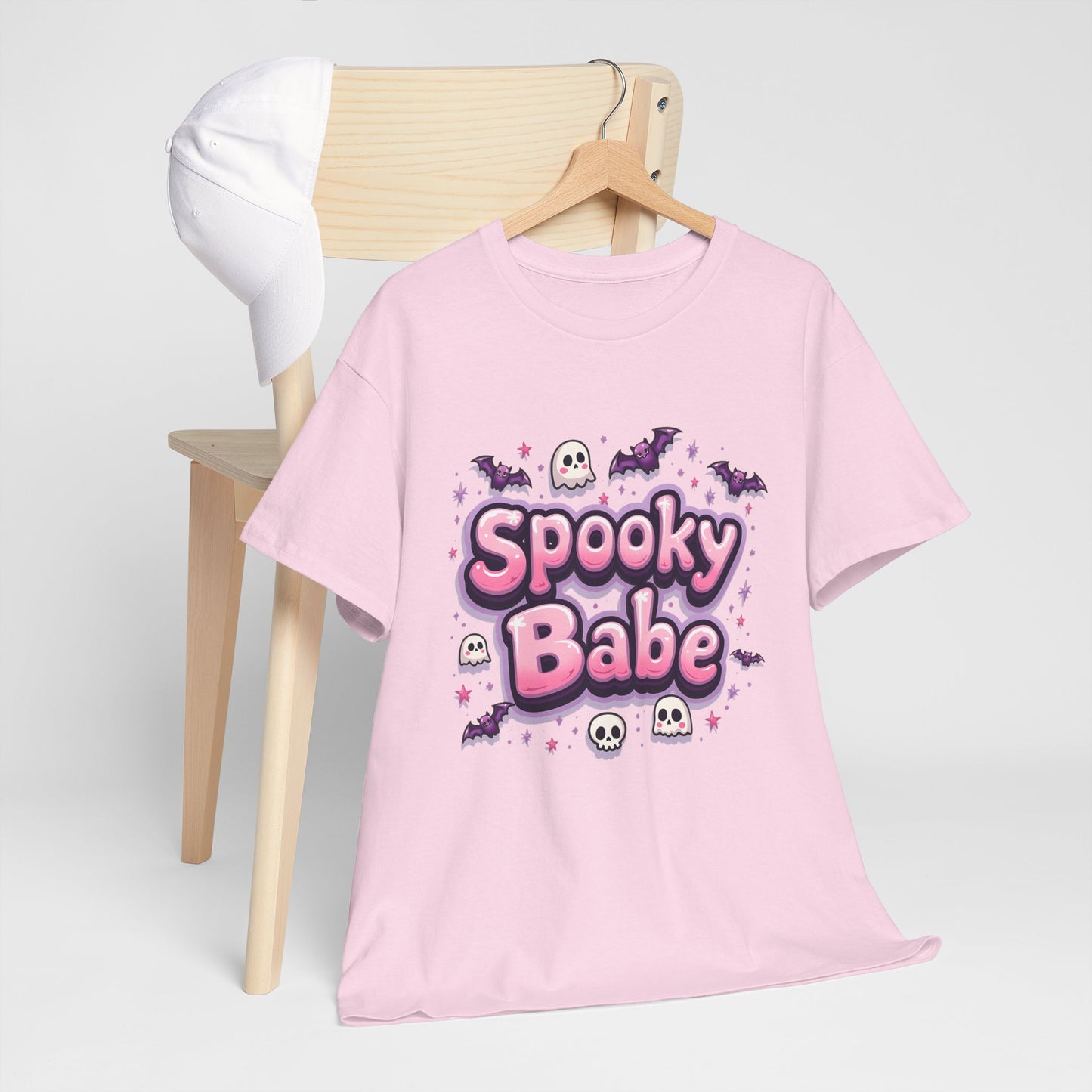 Spooky Babe Bats and Ghosts Design - Unisex Heavy Cotton Tee