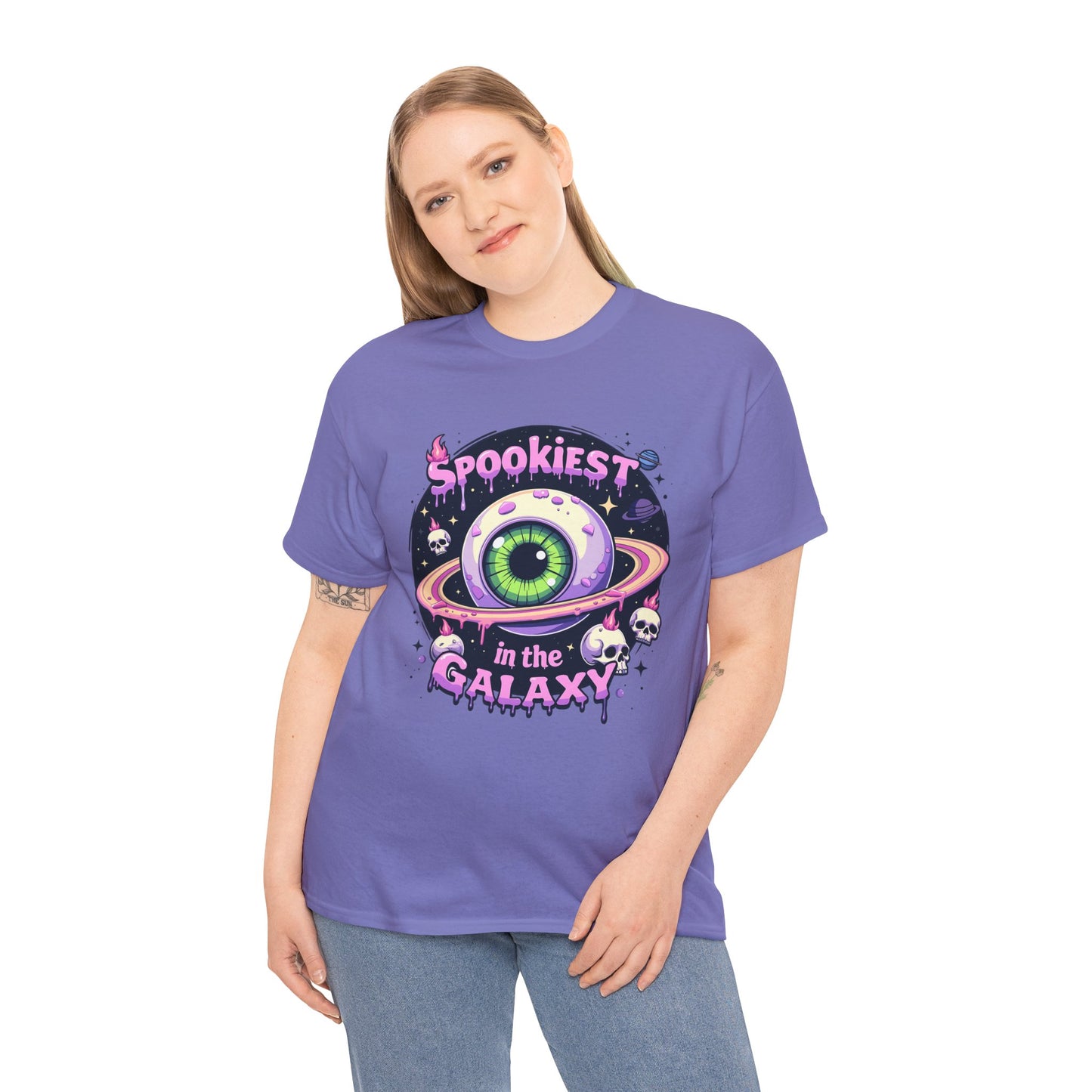 Spookiest in the Galaxy, Eyeball Planet and Skulls Design - Unisex T-shirt