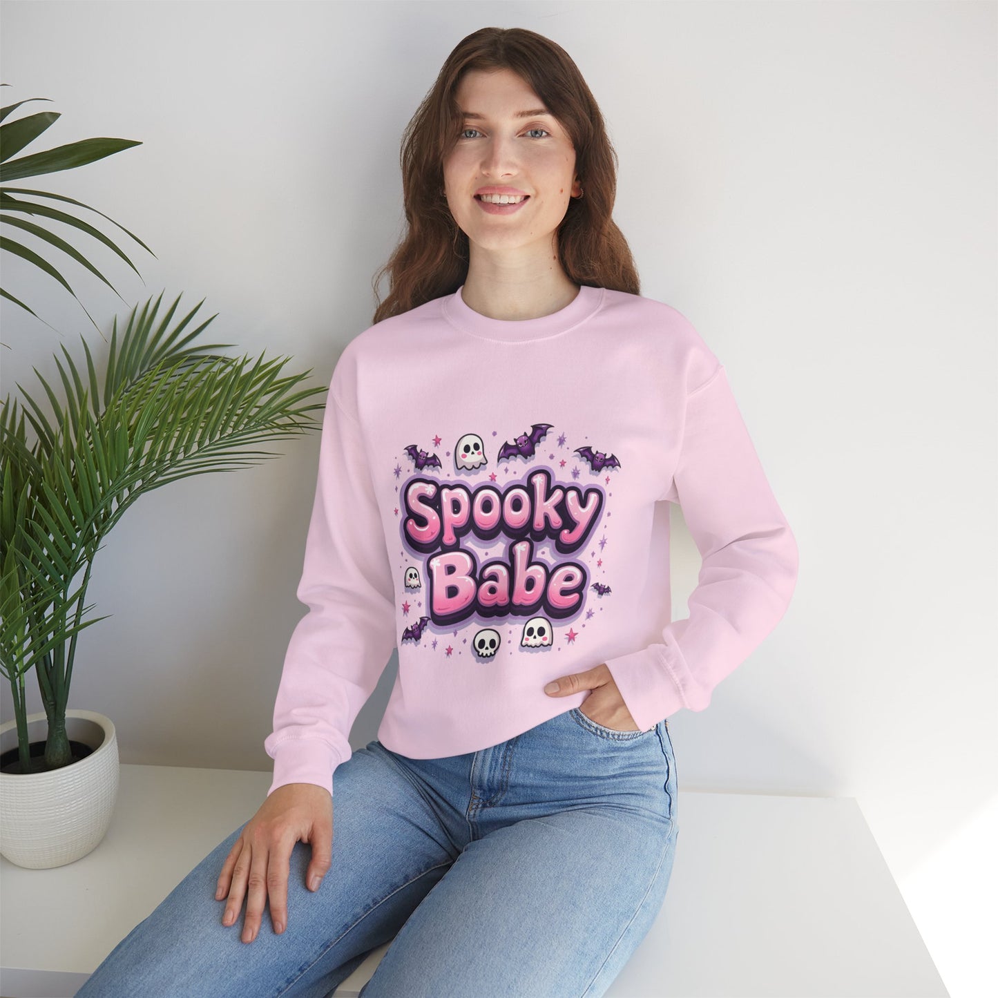 Spooky Babe Bats and Ghosts Design - Unisex Heavy Blend Sweatshirt