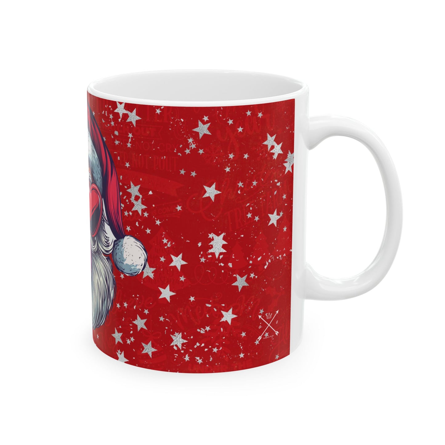 Retro Bubblegum Santa(white) - Ceramic Mug, (11oz, 15oz)