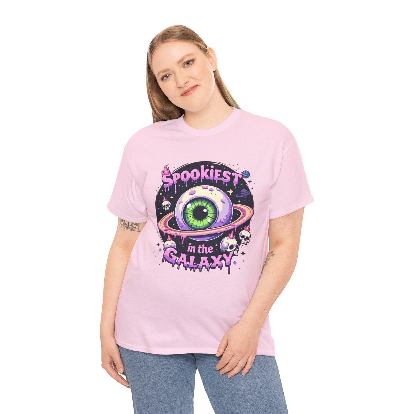 Spookiest in the Galaxy, Eyeball Planet and Skulls Design - Unisex T-shirt