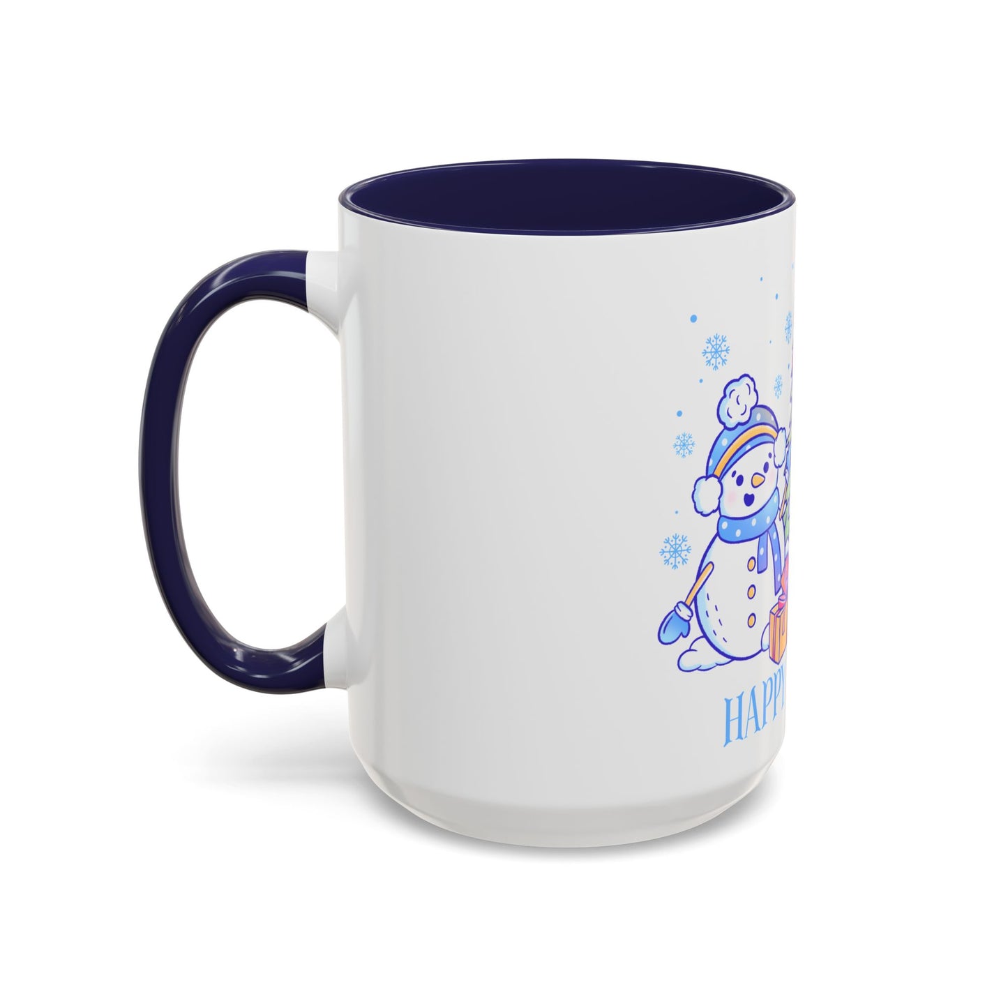 Happy Holidays (snowman and penguin) - Accent Coffee Mug (11, 15oz)