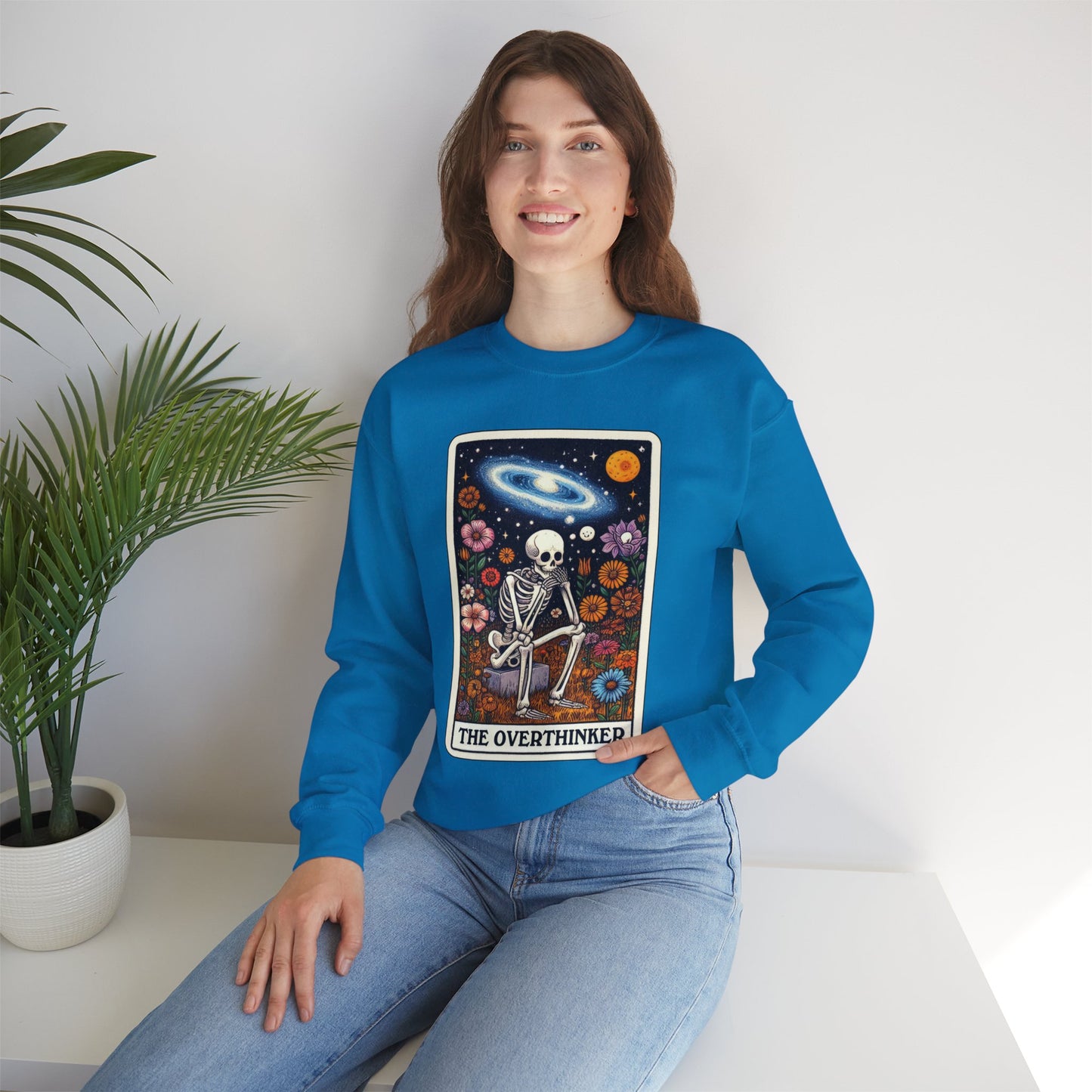 The Overthinker Skeleton Tarot Card - Sweatshirt