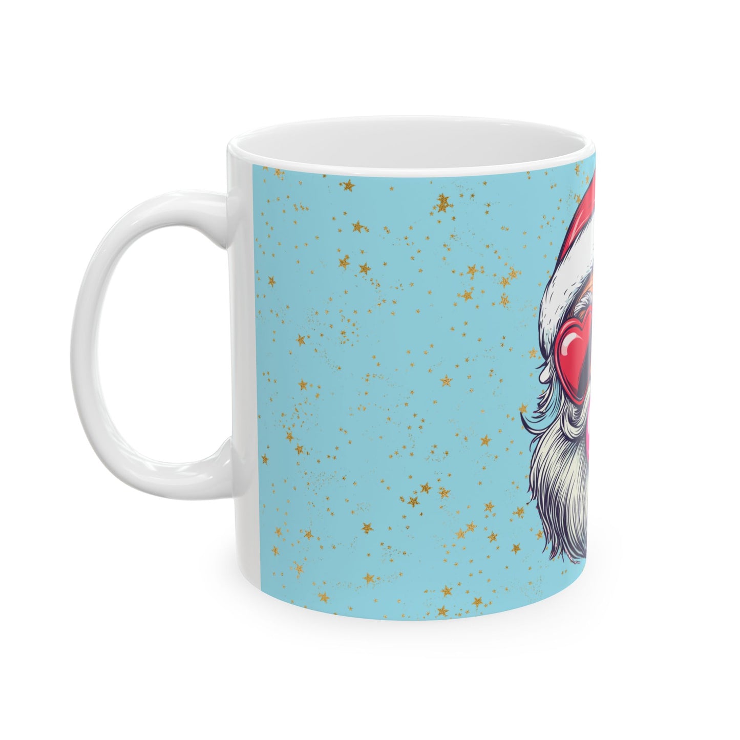 Retro Bubblegum Santa (light blue) - Ceramic Mug, (11oz, 15oz)