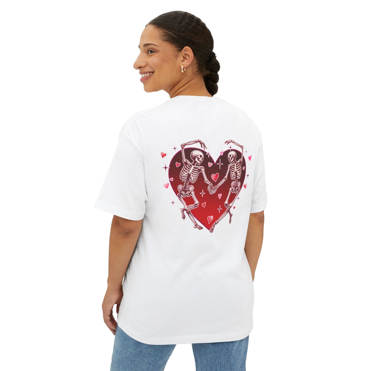 Skeleton Heart Lovers - Unisex Oversized Boxy T-shirt