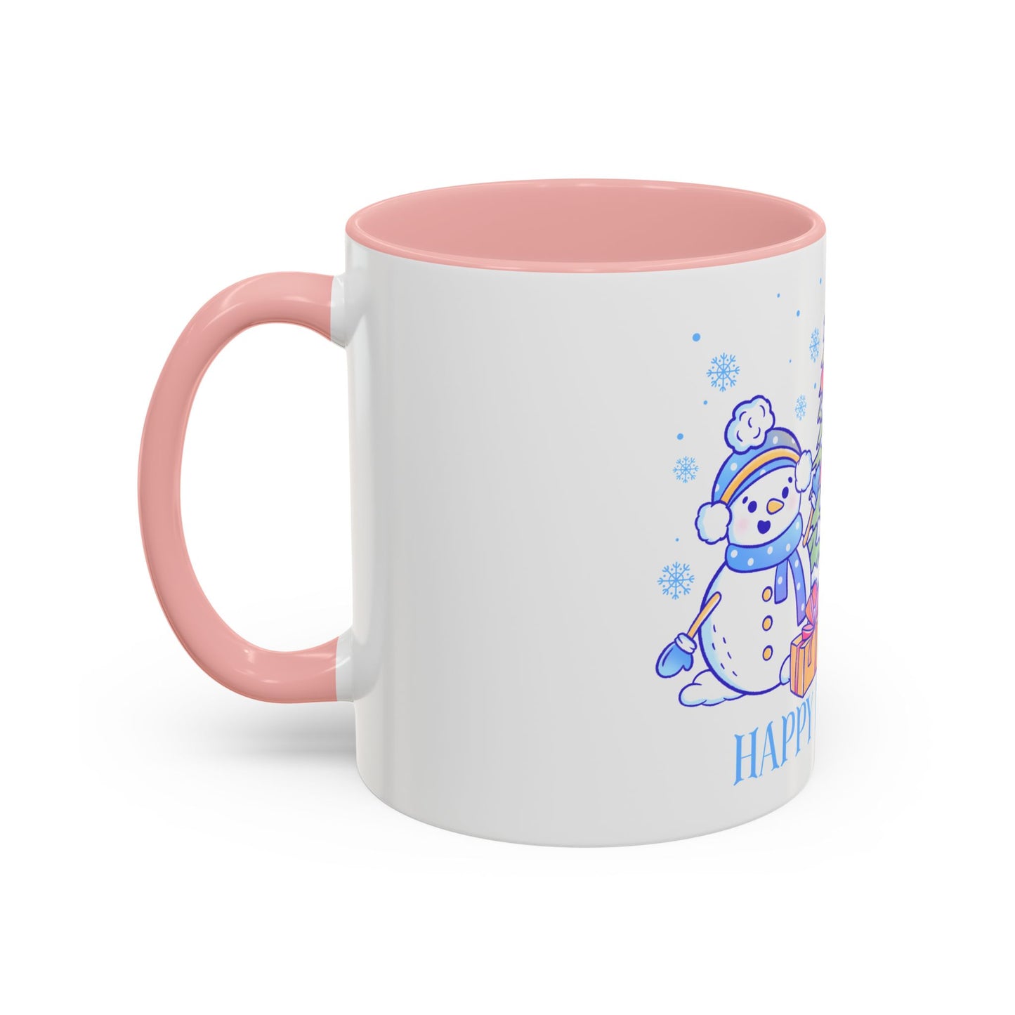 Happy Holidays (snowman and penguin) - Accent Coffee Mug (11, 15oz)