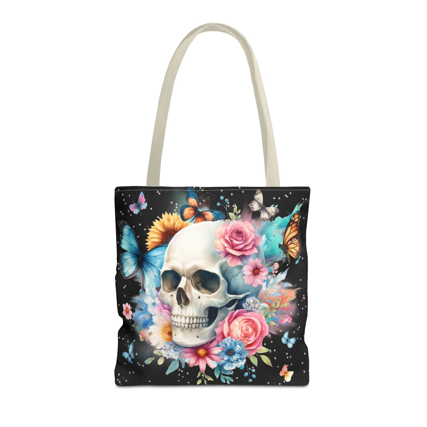 Watercolor Skull and Butterflies - Tote Bag (AOP)