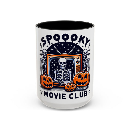 Spooky Movie Club Skeletons - Color Accent Coffee Mug