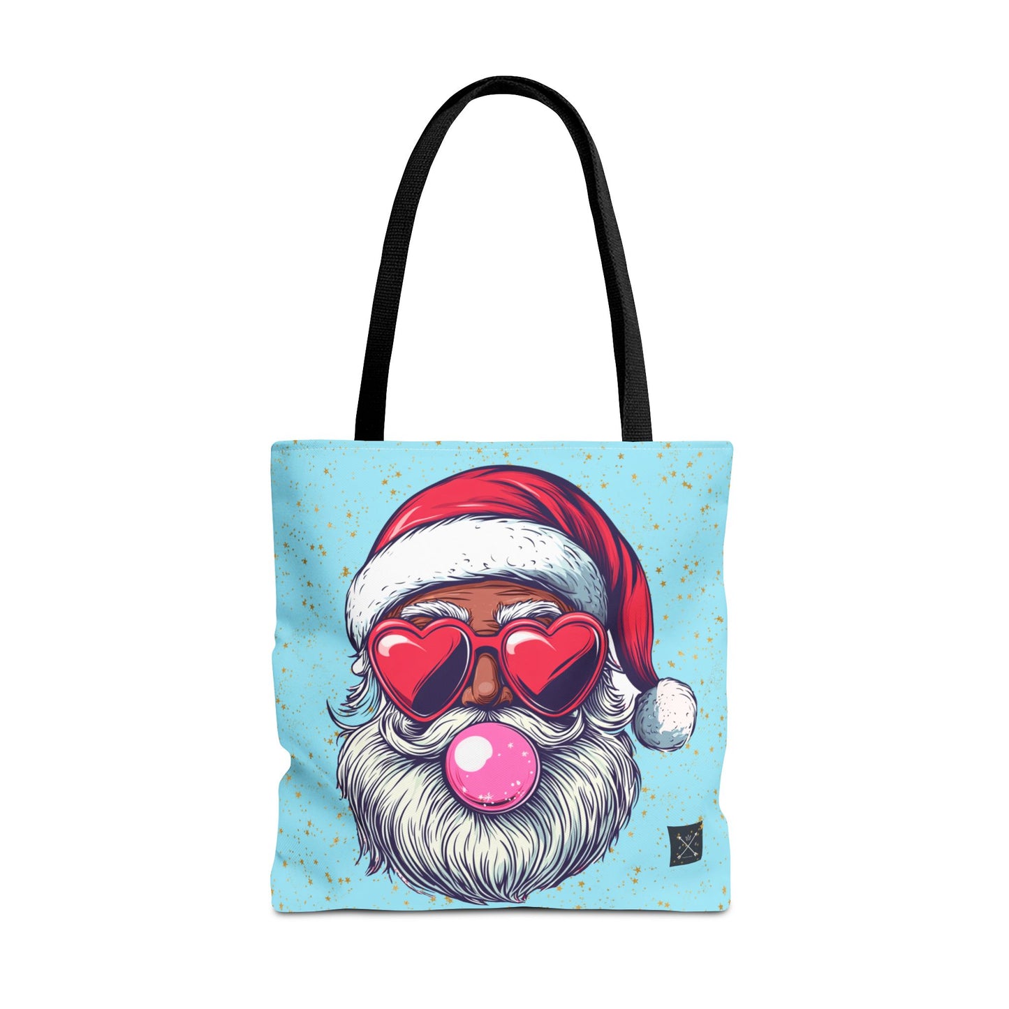 Retro Bubblegum Black Santa (light blue) - Tote Bag (AOP)