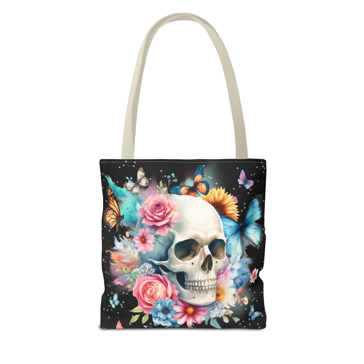 Watercolor Skull and Butterflies - Tote Bag (AOP)