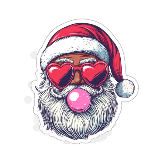 Christmas Stickers - Retro Black Bubblegum Santa