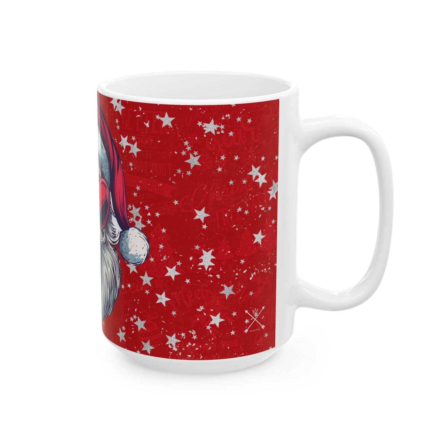 Retro Bubblegum Santa (black) - Ceramic Mug, (11oz, 15oz)