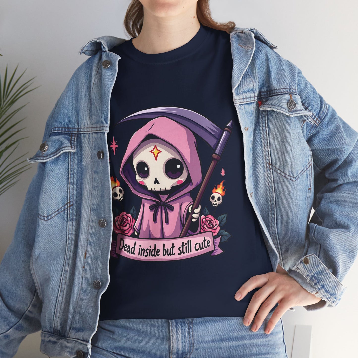 Dead Inside But Still Cute, Little Grim Design - Unisex Heavy Cotton Tee