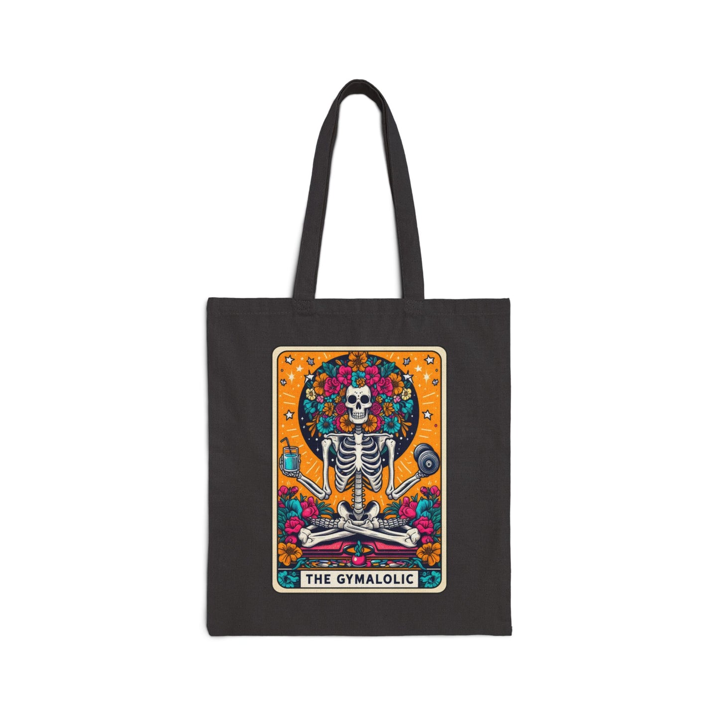 Gymaholic Skeleton Tarot Card - Cotton Canvas Tote Bag