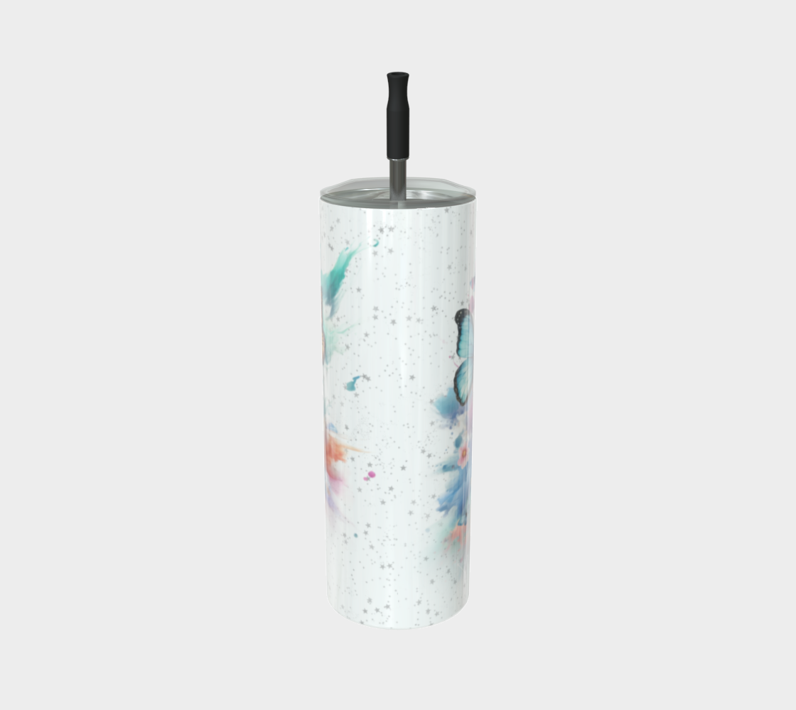 Watercolor Skull and Butterflies(white)- 20oz Tumbler